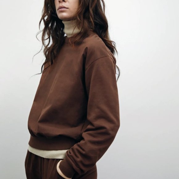 Zara Combination Sweatshirt Chocolate Brown S - Picture 4 of 6